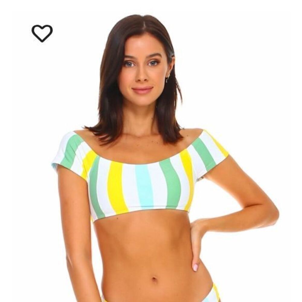 Envya Lido Striped Off-Shoulder Bikini Top